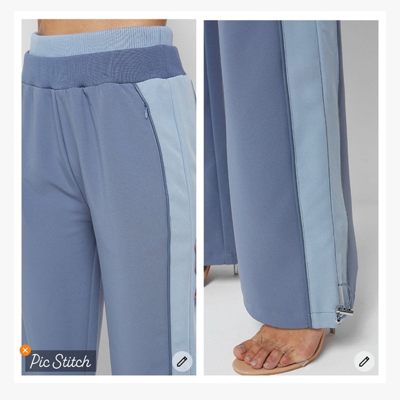 Maniere de Voir Double Waistband Viscose Track Pants Blue - Picture 2 of 12